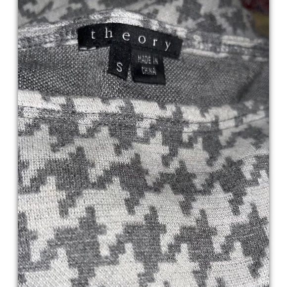 THEORY LONG SLEEVE GRAY ON GRAY HOUDSTOOTH PATTERN DRESS SIZE SMALL PRE-OWNED - Picture 3 of 6